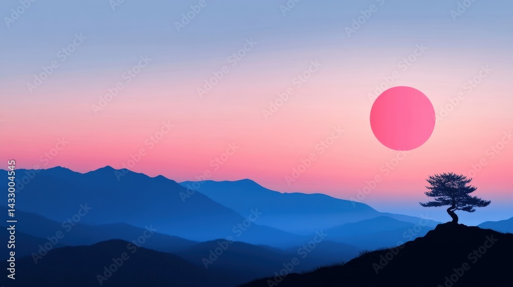 Fototapeta premium Mountain landscape at sunset