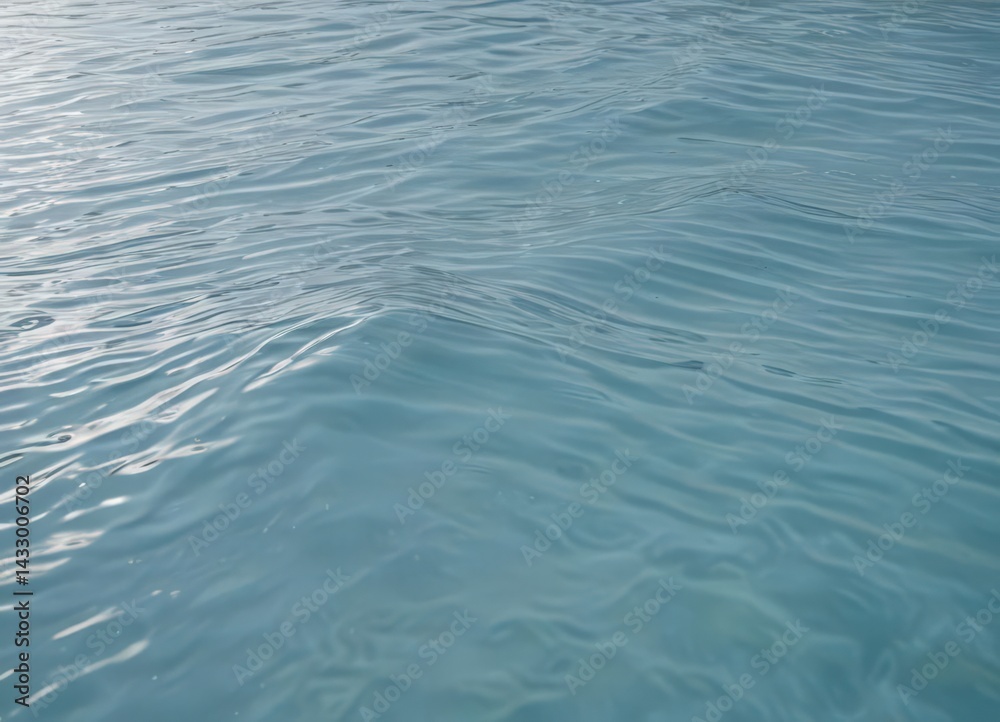 Subtle wave patterns on a light blue, placid water surface , gentle, cool