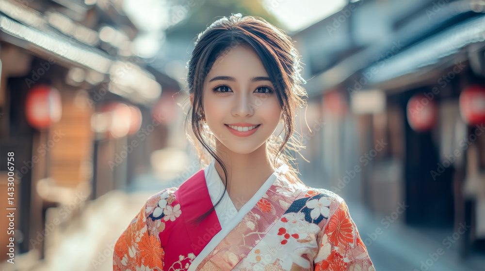 woman wearing japanese dress travel in japan city