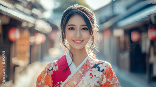 Obraz na płótnie woman wearing japanese dress travel in japan city w salonie