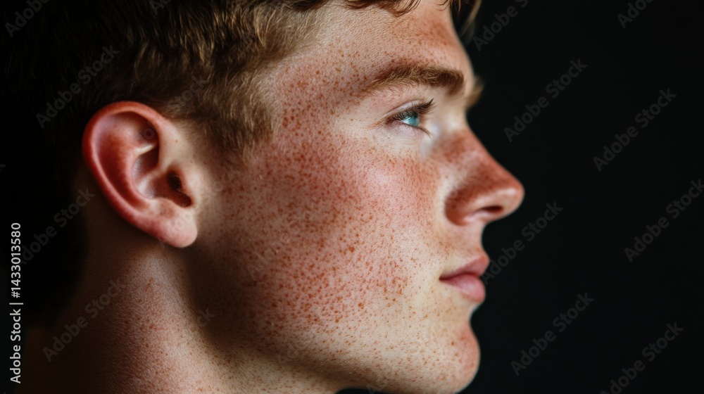 Obraz premium Side portrait of freckled person