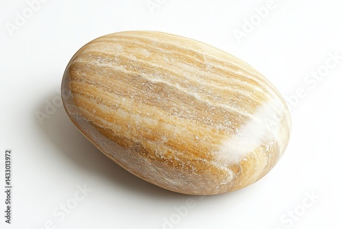 Polished oval-shaped stone with subtle, flowing patterns. photo