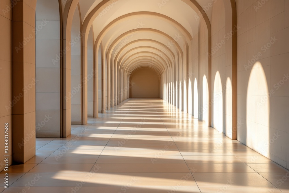 Hallway with arches and shadows Hallway with arches and shadows