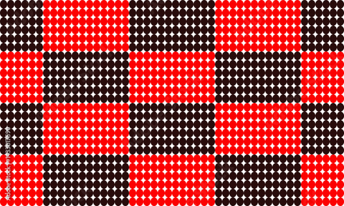 Black and red pattern with beads, dot circle pattern checkerboard, replete pattern, endless fabric pattern, black dot checkerboard design for fabric printing or wallpaper or backdrop