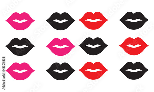 Lips Icon Collection Flat Vector Lip Shapes and Silhouettes