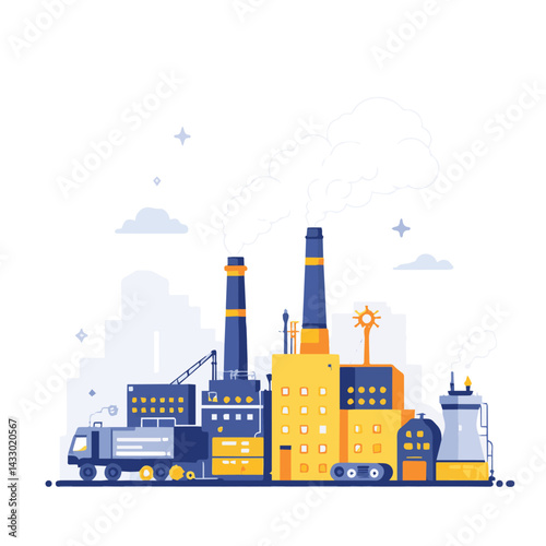 industrial factory with smoke