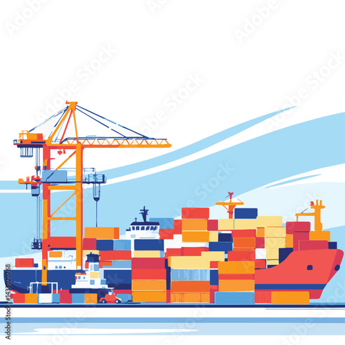 container cargo freight ship with crane