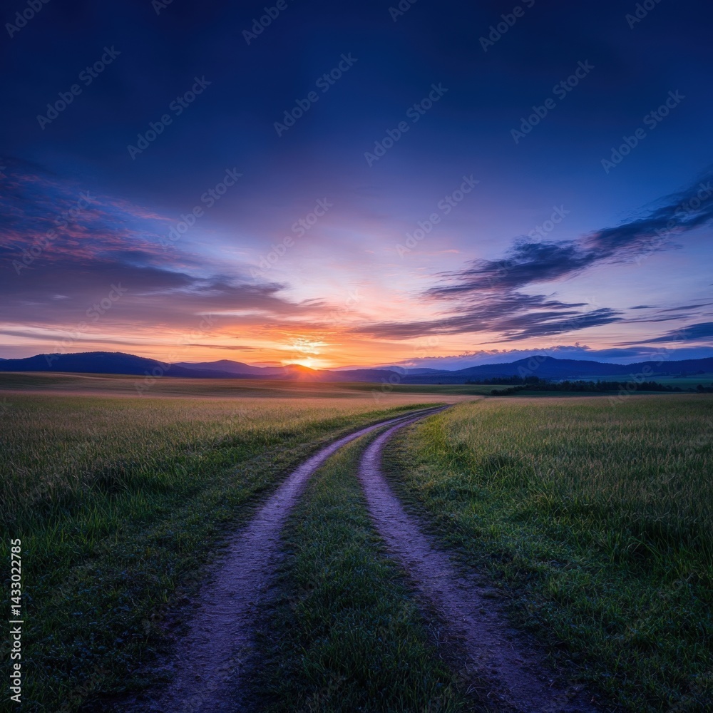 Fototapeta premium Country road at sunset