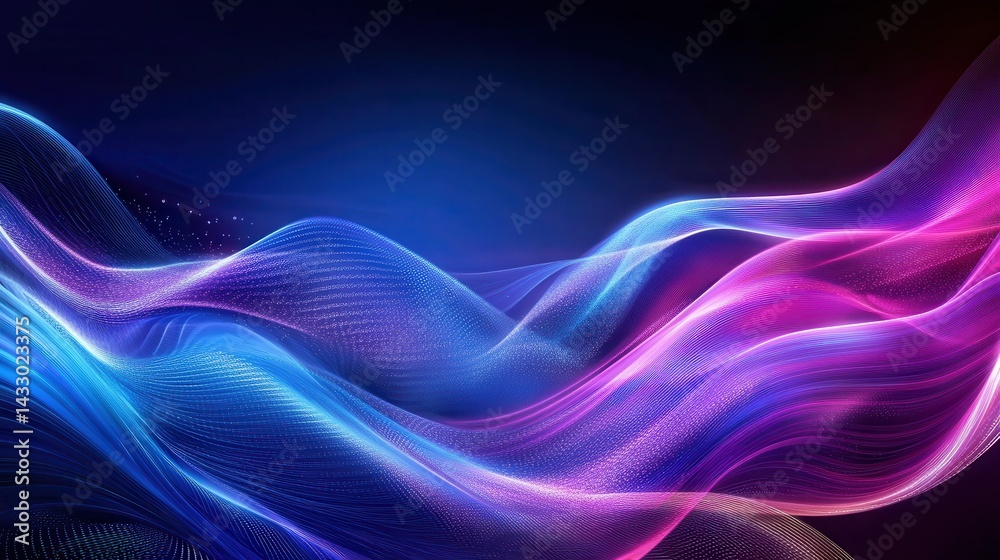 Fototapeta premium Abstract vibrant wave patterns of neon colors.
