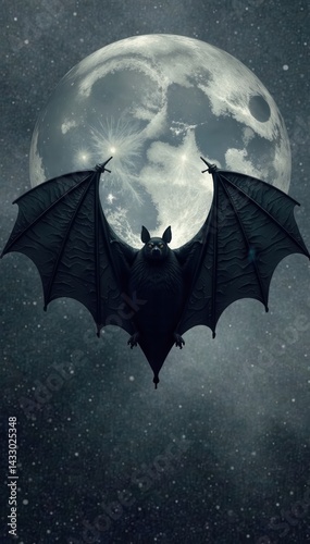 Dark grey wingspan with bat silhouette, black, flying, texture