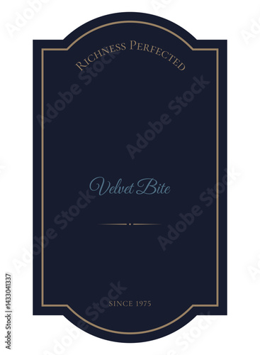Isolated Premium dark blue label with gold border and text. Good for coffee or tea blends, liqueurs, smoked products, gourmet sauces, condiments, gourmet food