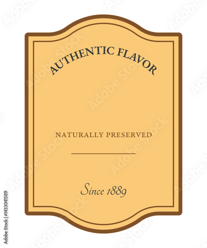 Vintage golden food Label template. For snacks, preserves, homemade jams, organic honey, baked goods, traditional sauces and food products