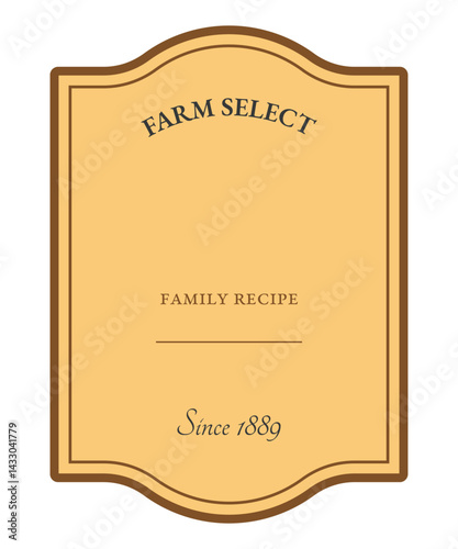Vintage golden food Label template. For snacks, preserves, homemade jams, organic honey, baked goods, traditional sauces and food products