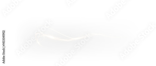 Golden curved light ribbon png with shine. Smooth gold twirl with glowing effect. Elegant festive line element. Glowing golden swirl png for decoration.