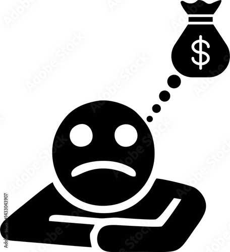 Sad person daydreaming about money