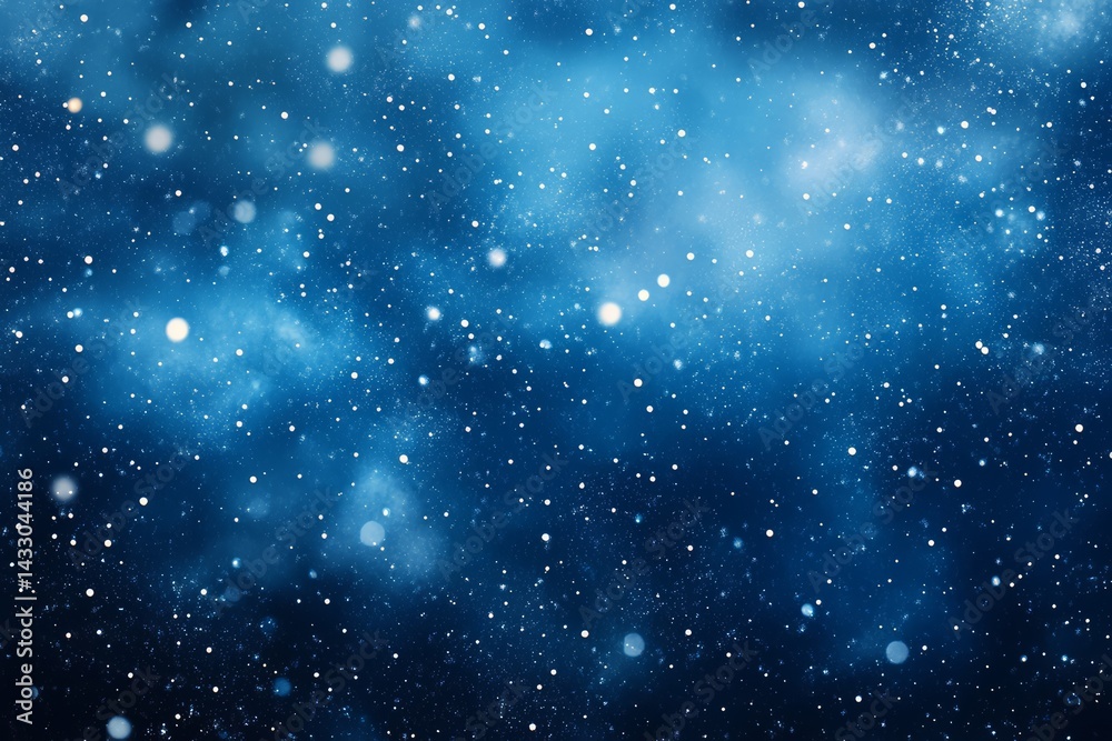 Sparkling Glitter Snowflake on Shimmering Blue Background with Bokeh Holiday Lights