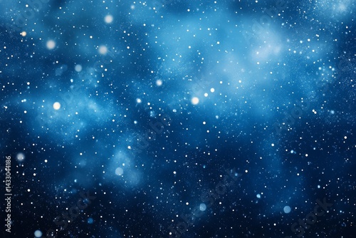 Obraz na płótnie Sparkling Glitter Snowflake on Shimmering Blue Background with Bokeh Holiday Lights w salonie