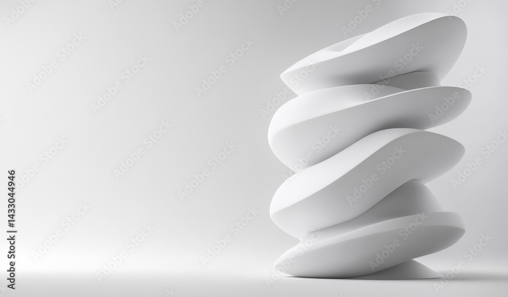White abstract sculpture design element