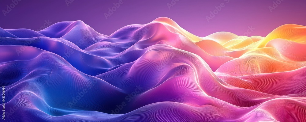 Fototapeta premium Colorful Abstract Waves in a Smooth Flow on a Purple Background