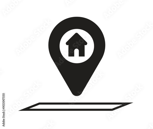 home location pin icon, gps locator and address tag.