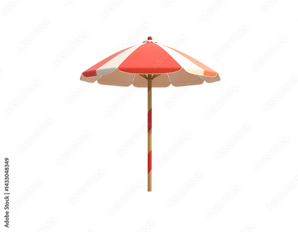 Obraz premium Red and White Striped Beach Umbrella