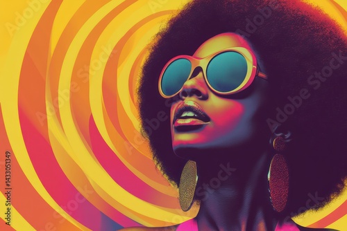 Afro Retro Style Woman Celebrating Disco Culture
