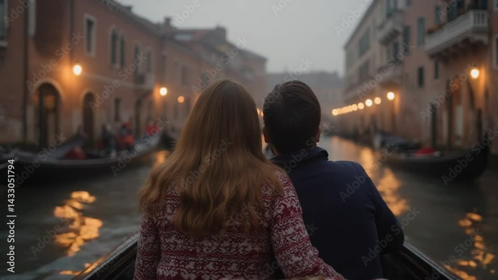 Romantic Evening Gondola Ride in Venice on a Misty Night Romantic Evening Gondola Ride in Venice on a Misty Night