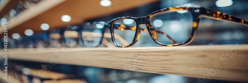 Modern Optic Shop Displaying a Range of Eyeglasses on Store Shelves