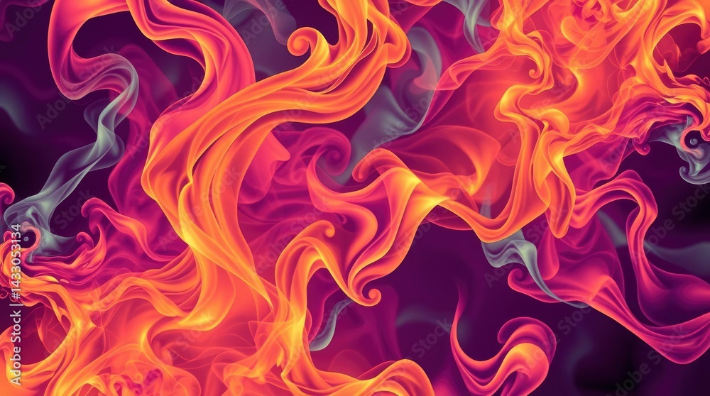 Abstract Firelike Forms with Flowing Orange and Purple Smoke Abstract Firelike Forms with Flowing Orange and Purple Smoke