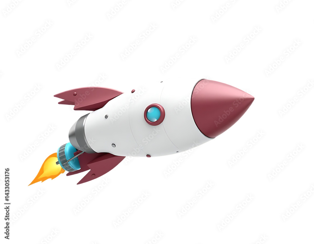 Cartoon Rocket Ship Blasting Off in Space Cartoon Rocket Ship Blasting Off in Space
