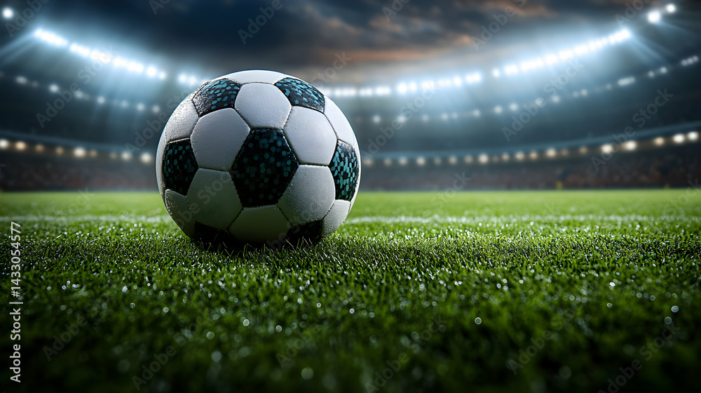 Obraz premium Soccer Ball Stadium Night 3D Render