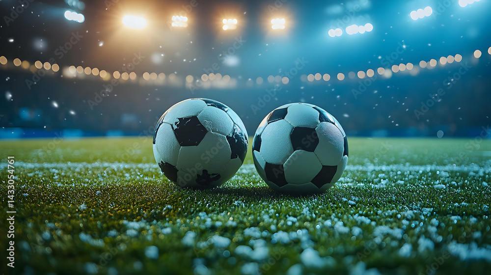 Fototapeta premium Soccer Field Night Illustration