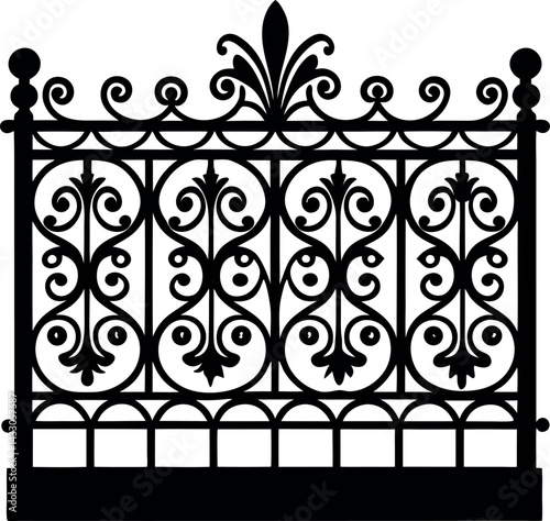 Ornate Balcony Fence Silhouette Vector