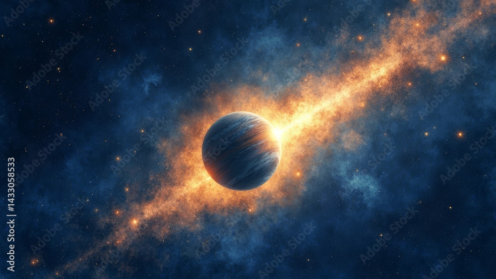 Naklejka premium Planets shining in the starry sky