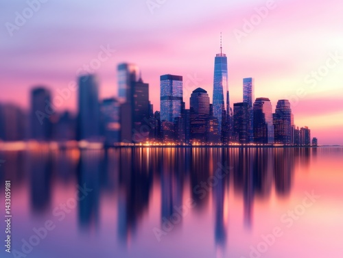 Cityscape view at sunset