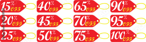 Sale tag icon set.Various discount stickers, sale badge templates with sale percentage symbols, discount price tag.sales label collection suitable for design promotion media.