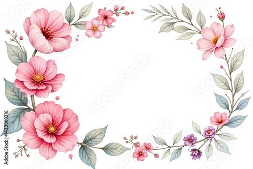 Delicate watercolor floral design, pastel blooms on white , feminine pattern, design element, white background