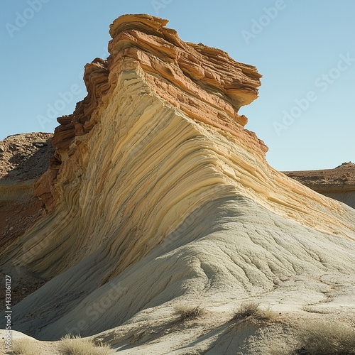 Wind erosion uncovers earth's layers and textures unveiling a long history of geological changes 