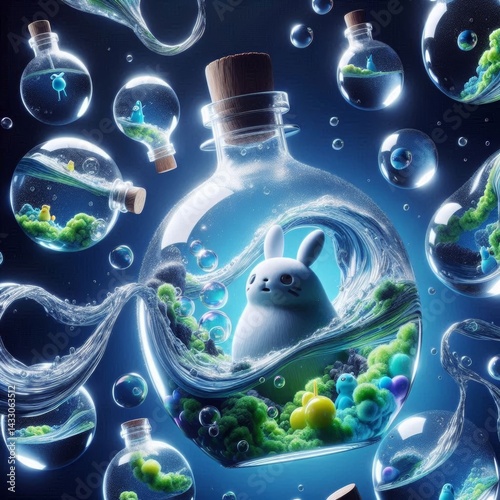 Fantasy Glass Bottle Art Illustration