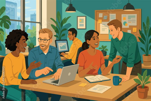 Office teamwork pixel art icon set - flat style business collaboration and productivity symbols for workplace efficiency: laptop, coffee mug, light bulb, calendar, bar chart, speech bubble, handshake