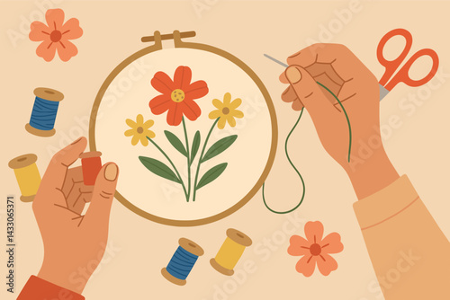 Craft and sewing solid icons set – flat style needlework, embroidery, and stitching symbols for diy projects: sewing machine, needle, thread spool, fabric, scissors, thimble.