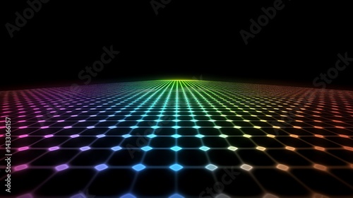 Colorful Grid Pathway in Dark