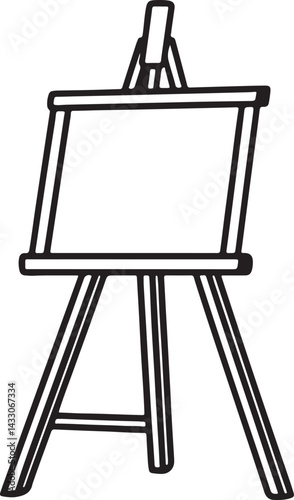 easel line art, black outline, vector and illustration, coloring book page line art drawing