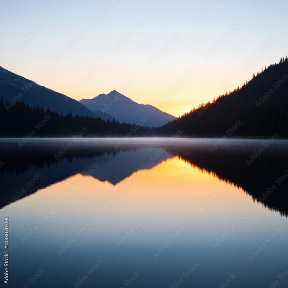 Fototapeta premium Lake reflection at dawn