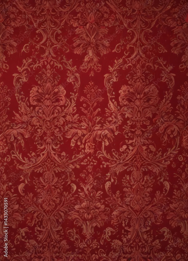 Deep crimson damask, ornate details Elegant seamless pattern for opulent interiors , decor, tapestry, floral Deep crimson damask, ornate details Elegant seamless pattern for opulent interiors , decor, tapestry, floral