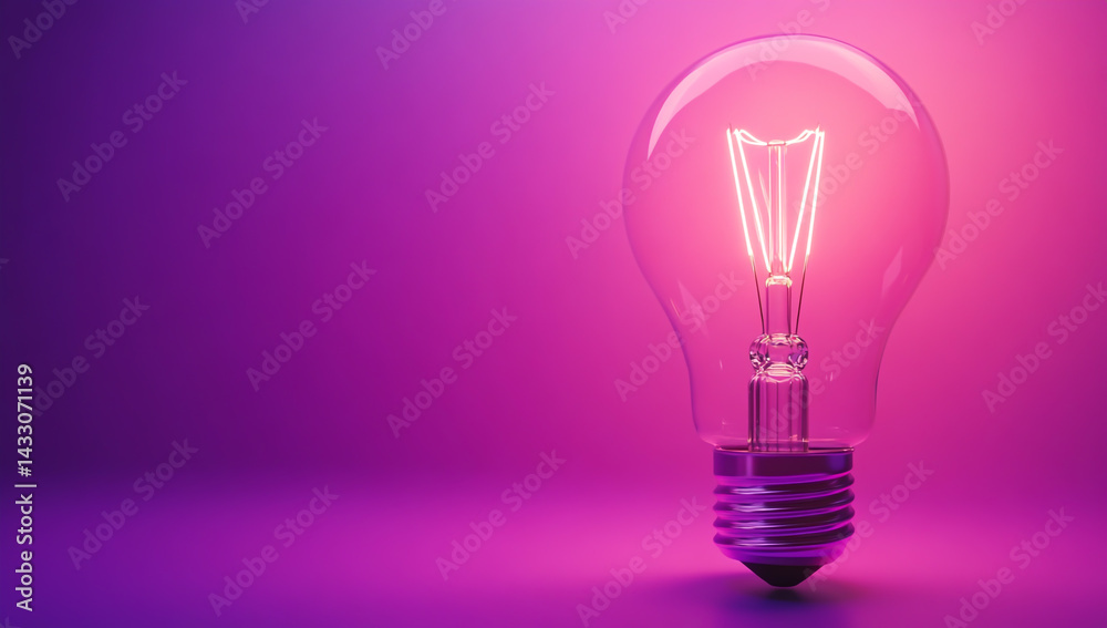 Glowing Light Bulb on a Purple Background – Innovation and Creativity Concept Glowing Light Bulb on a Purple Background – Innovation and Creativity Concept