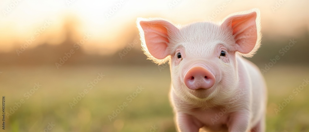 Fototapeta premium Cute piglet facing the camera