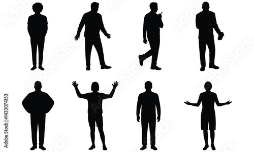 Nine Versatile Silhouettes - Standing, Walking, and Gesturing in Everyday Postures