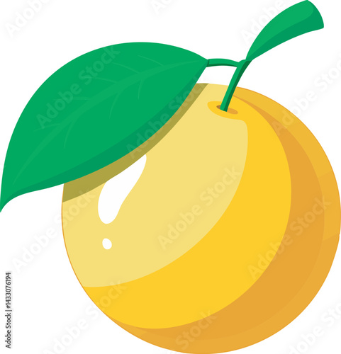 A vibrant vector art illustration of the delicious yuzu fruit, showcasing its fresh, citrusy appeal with bright, detailed design elements.