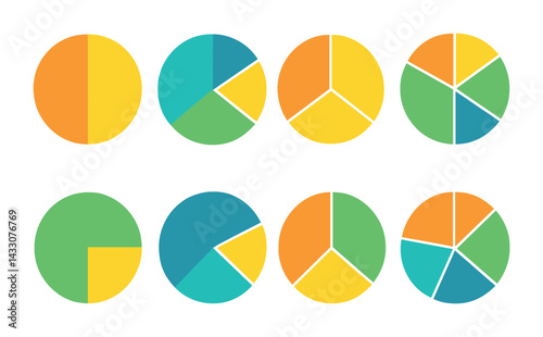 Business analytics flat icons set – 3d style data visualization, statistics, and charts for performance tracking: pie chart, bar graph, line graph, dashboard, trends, metrics, report.